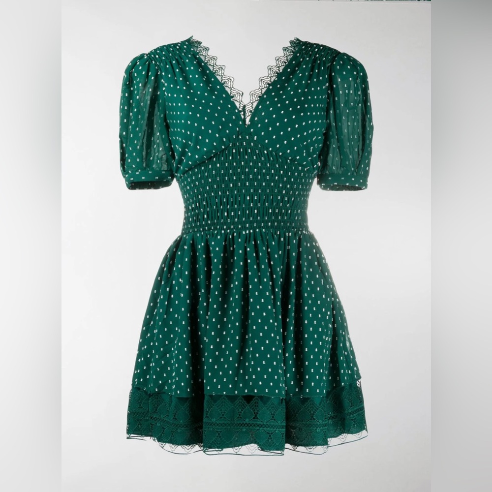 Self-Portrait Polka Dot Puff-Sleeve Mini Dress